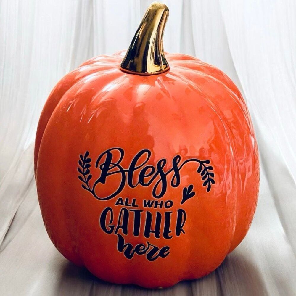 NWT 12” METAL ENAMEL AUTUMN SKIES & Pumpkin pies Autumn SIGN w/ hanging rope